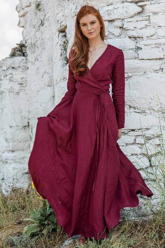 Flash Deals Linen Maxi Dress with Tie Waist