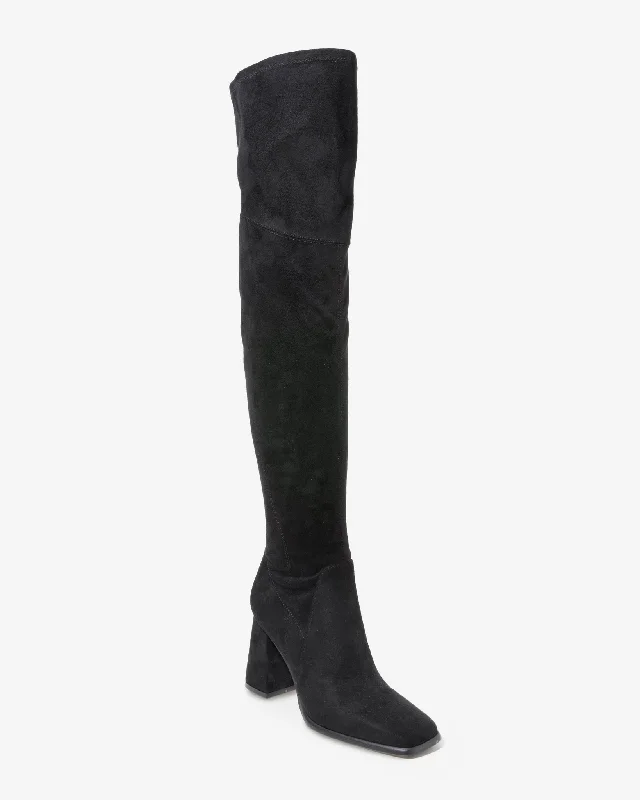 Hot Deal Over the Knee Square Toe Boot Black