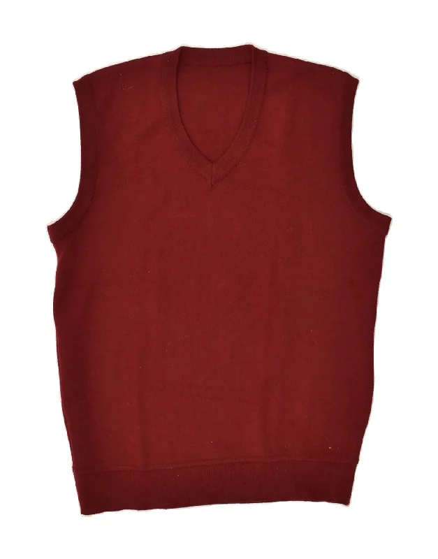 VINTAGE Womens Vest Tank Top UK 20 2XL Burgundy Wool