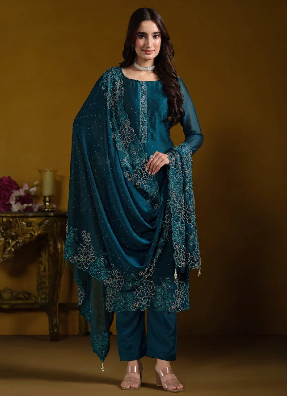 Massive Deals Turquoise Embroidered Pakistani Suit