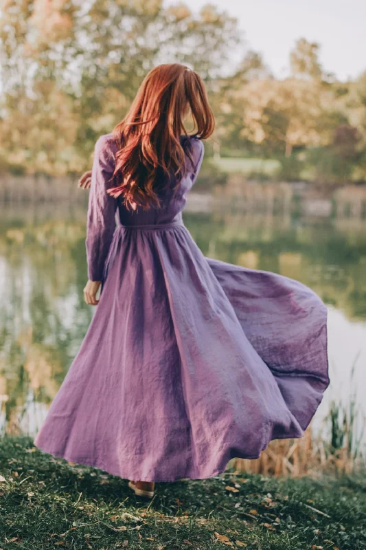 Low Prices Wrap Linen Maxi Dress with Tie Waist