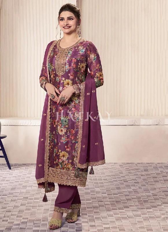 Super Deal Deep Purple Printed Pakistani Suit