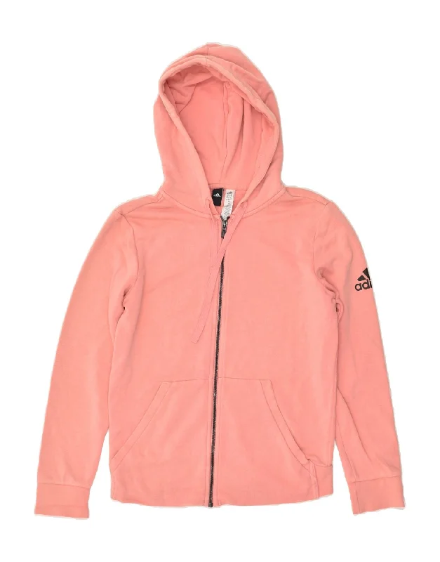 ADIDAS Womens Zip Hoodie Sweater UK 12/14 Medium Pink