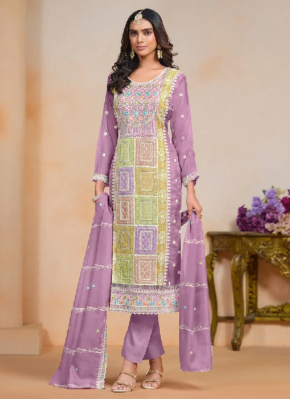 Midnight Sale Lavender Multi Embroidery Festival Salwar Suit
