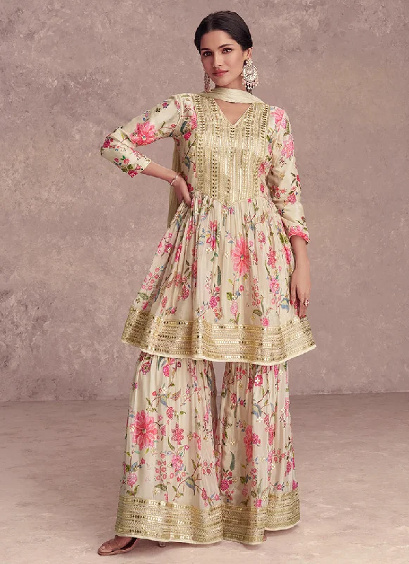 Don’t Miss Out Pastel Yellow Gota Patti Embroidery Gharara Suit