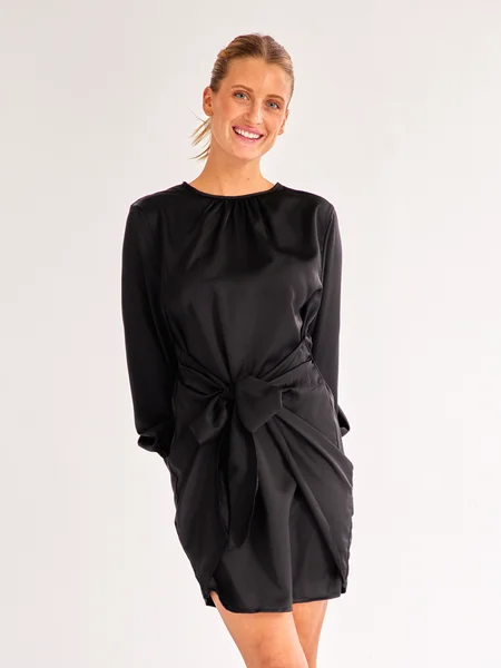 Don’t Miss Out Long Sleeve Tie Waist Elegant Cocktail Party Mini Dress H732AZT655