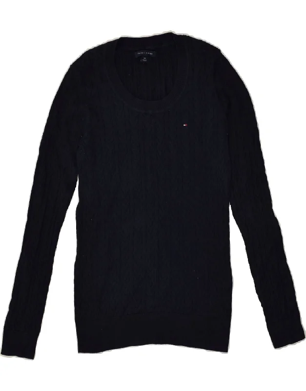 TOMMY HILFIGER Womens Boat Neck Jumper Sweater UK 10 Small Navy Blue