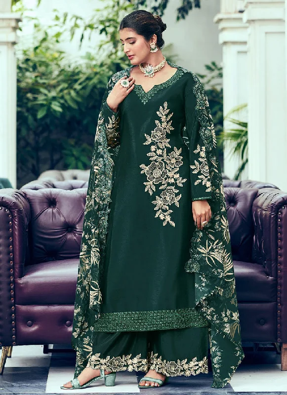 Deal of the Week Green Embroidery Designer Palazzo Suit