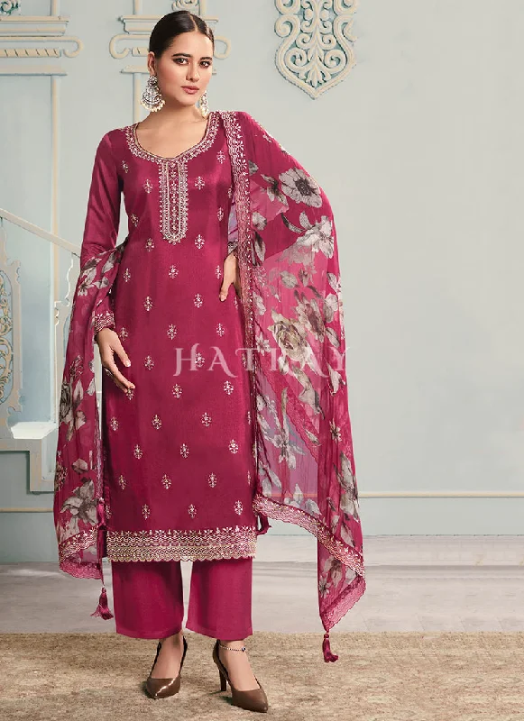 New Markdowns Rani Pink Embroidery Pakistani Pant Suit