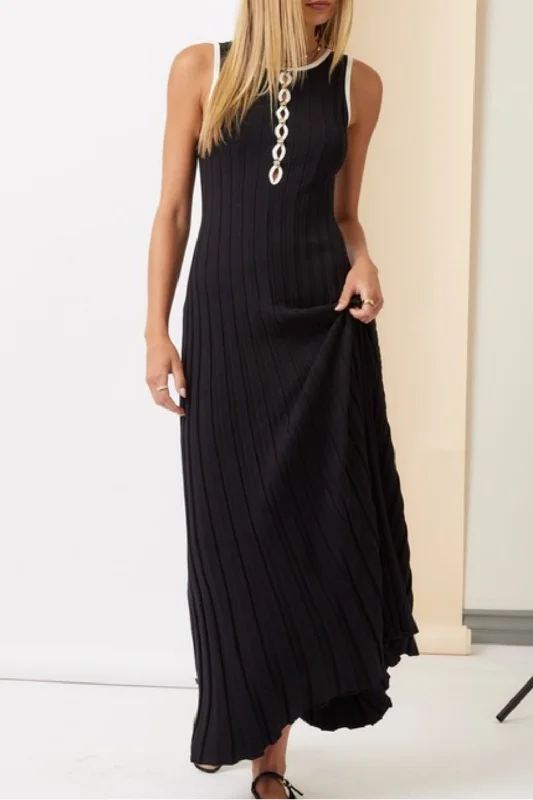 Sale Event Ribbed Knit Contrast Maxi Dress
