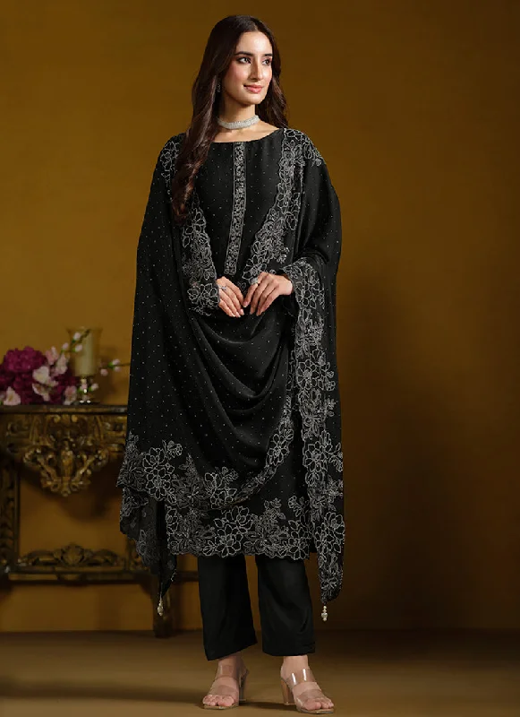 New Markdowns Midnight Black Embroidered Pakistani Suit
