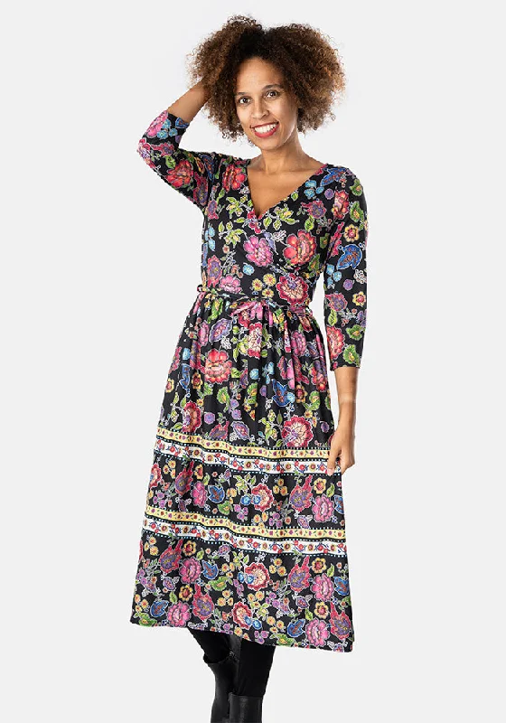 Best Bargains Beatrix Folk Floral Print Midi Dress
