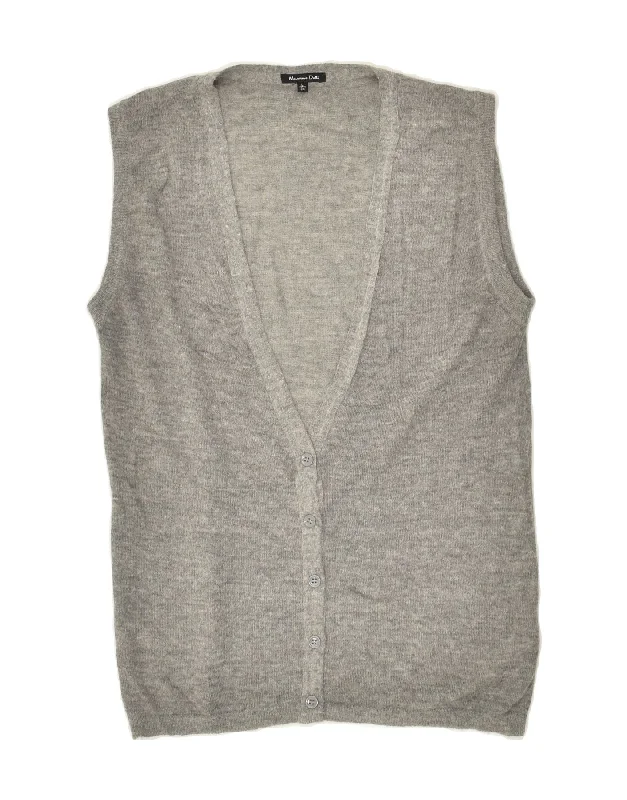 MASSIMO DUTTI Womens Sleeveless Cardigan Sweater UK 16 Large Grey Nylon