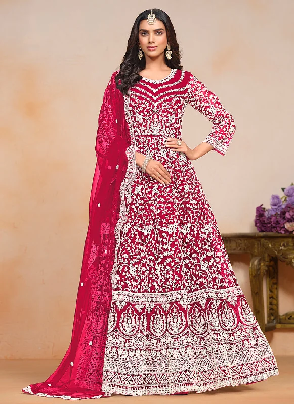 Clearance Sale Magenta Pink Designer Embroidery Festive Anarkali Suit