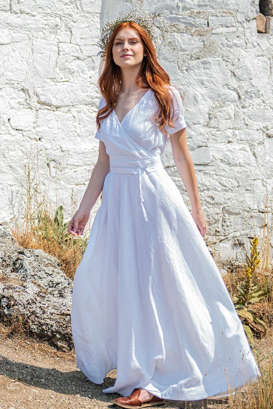 Super Deal Linen Wrap Dress