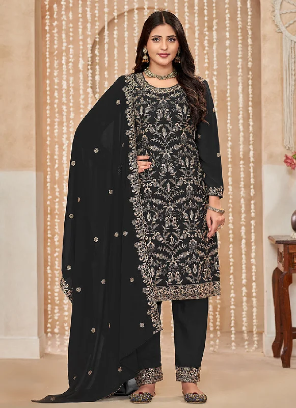 Special Discount Black Embroidered Salwar Kameez Suit