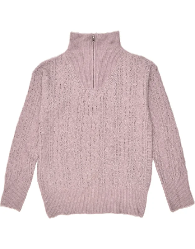 FAT FACE Womens Zip Neck Jumper Sweater UK 8 Small Pink Nylon