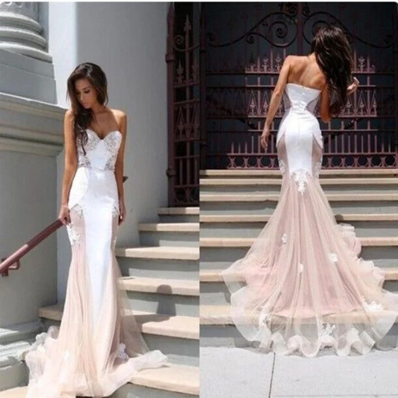 Amazing Deals Charming Strapless Lace Patchwork Mermaid Long Party Dress