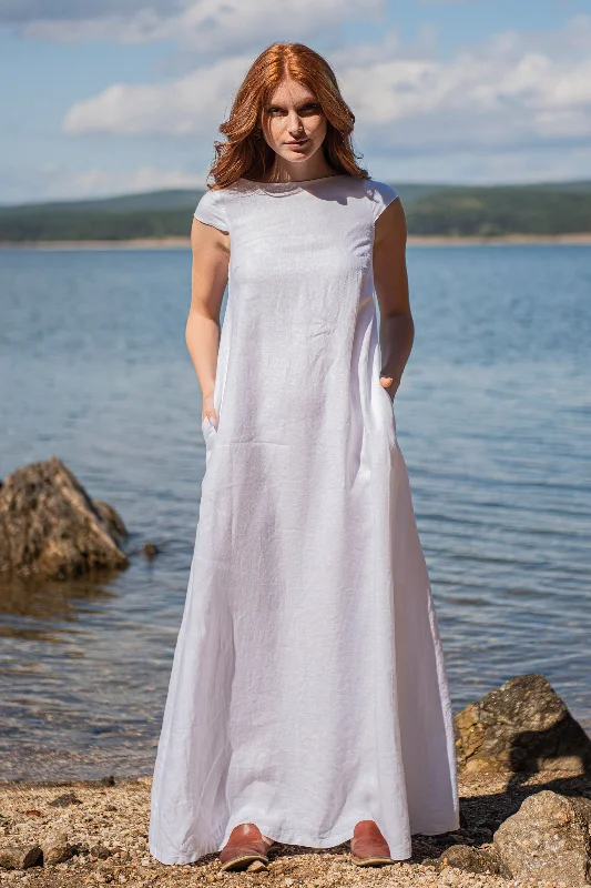 Instant Savings Linen Maxi Dress with Cap Sleeves