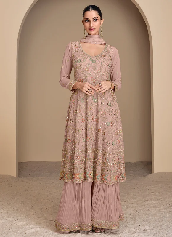 Bargain Prices Blush Pink Multi Embroidery Sharara Style Suit