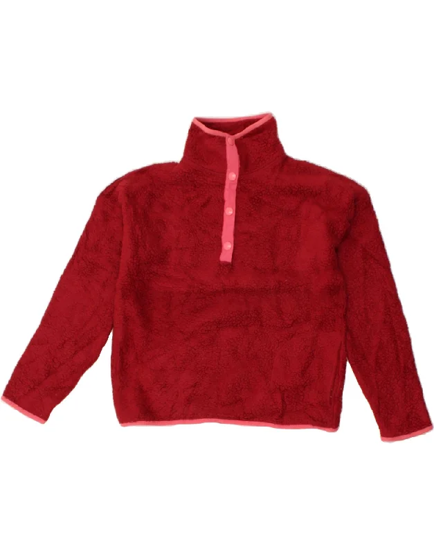 J. CREW Womens Button Neck Fleece Jumper UK 6 XS Red Polyester