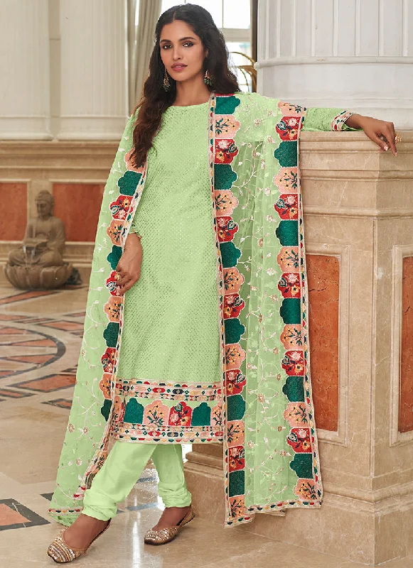 Seasonal Clearance Green Multi Sequence Embroidery Festive Salwar Kameez