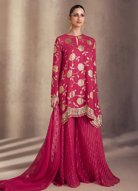 Last Chance Magenta Pink Sequence Embroidery Sharara Style Suit
