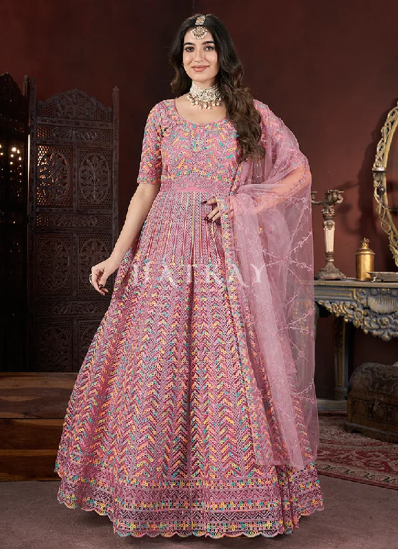 Blowout Sale Light Pink Multi Embroidery Anarkali