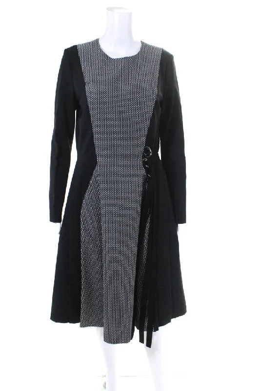 Online Specials Adeam Womens Striped Round Neck Sleeveless Zip Up Ruffle Dress White Online Specials Adeam Womens Striped Round Neck Sleeveless Zip Up Ruffle Dress White