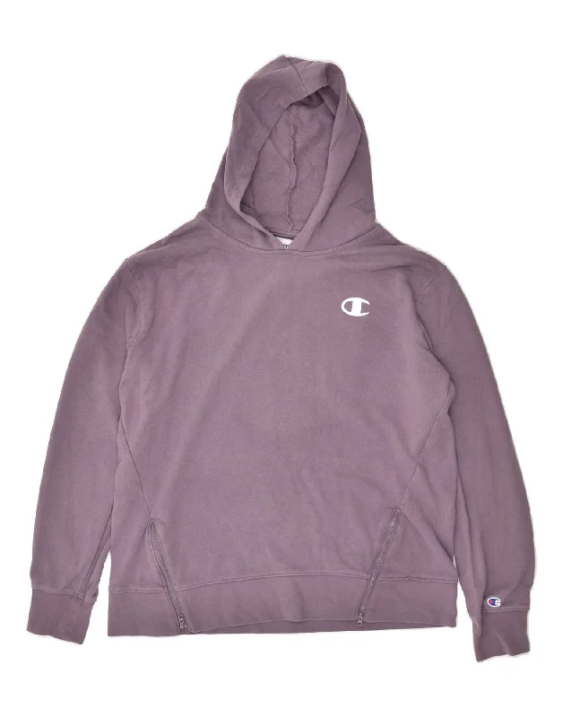 CHAMPION Womens Hoodie Jumper UK 14 Medium Purple