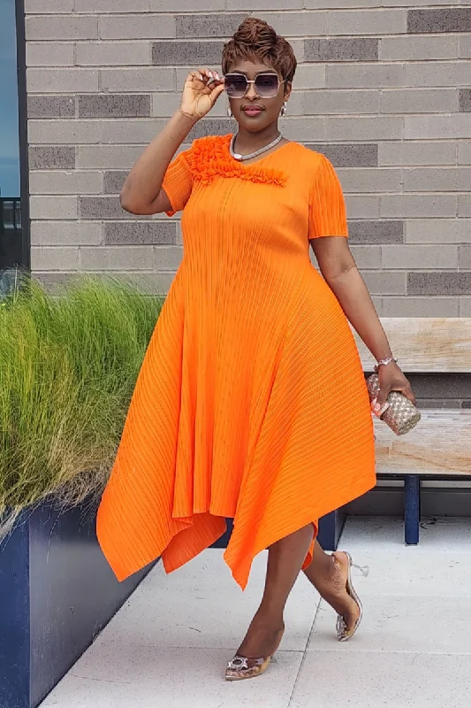 Act Fast FLOURISH ORANGE DRESS
