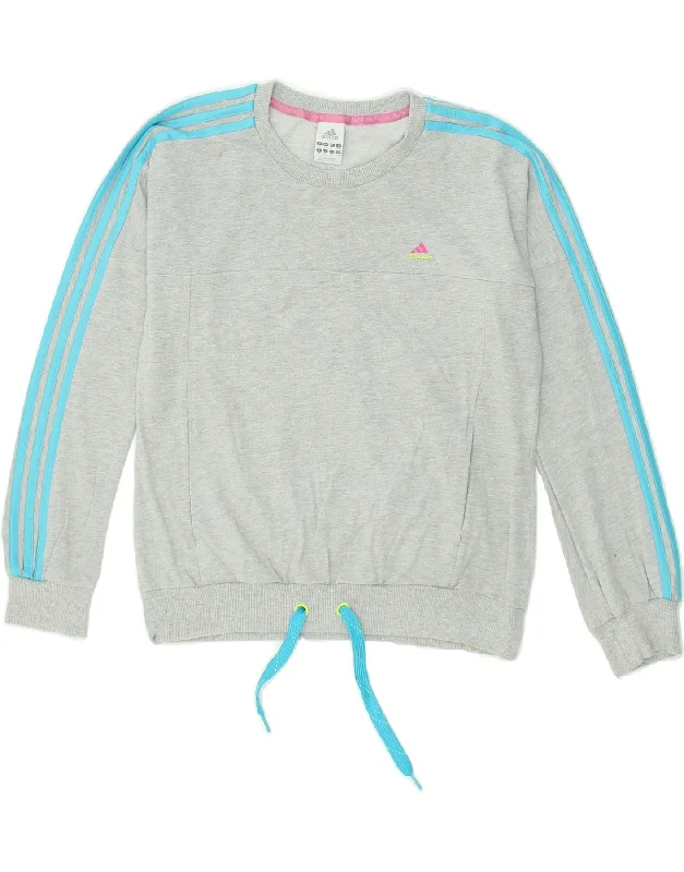 ADIDAS Womens Sweatshirt Jumper UK 14 Large Grey Cotton