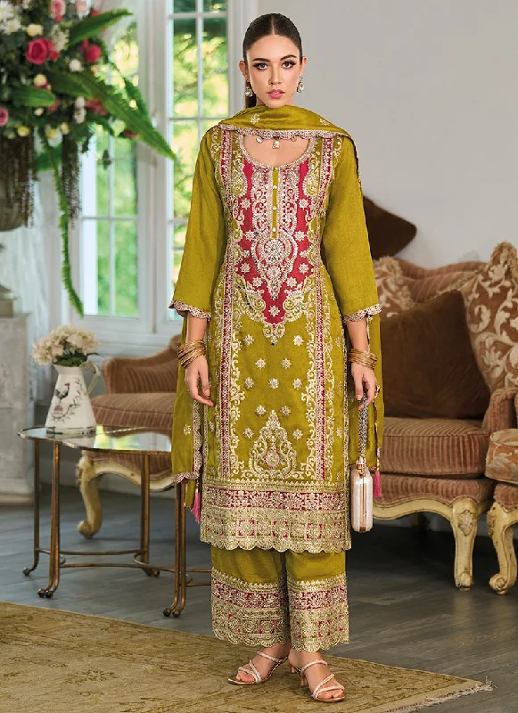 Don’t Miss Out Lime Green Multicolored Embroidery Pakistani Suit
