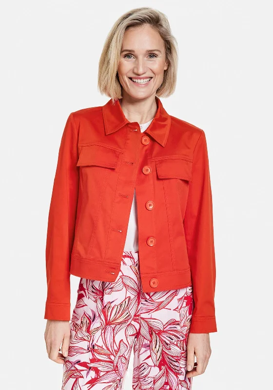 Gerry Weber Cotton Short Buttoned Jacket, Red