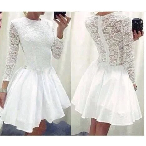 Customer Appreciation Sale Lace O-neck Long Sleeve Short Dress