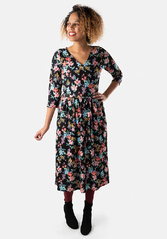 Act Fast Hilary Floral Print Midi Dress