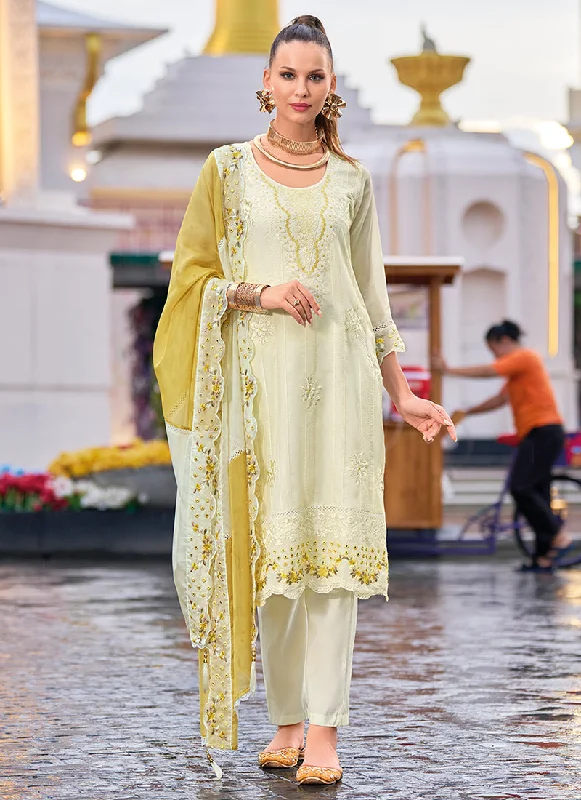 Exclusive Deal Yellow Embroidery Festival Salwar Kameez Suit