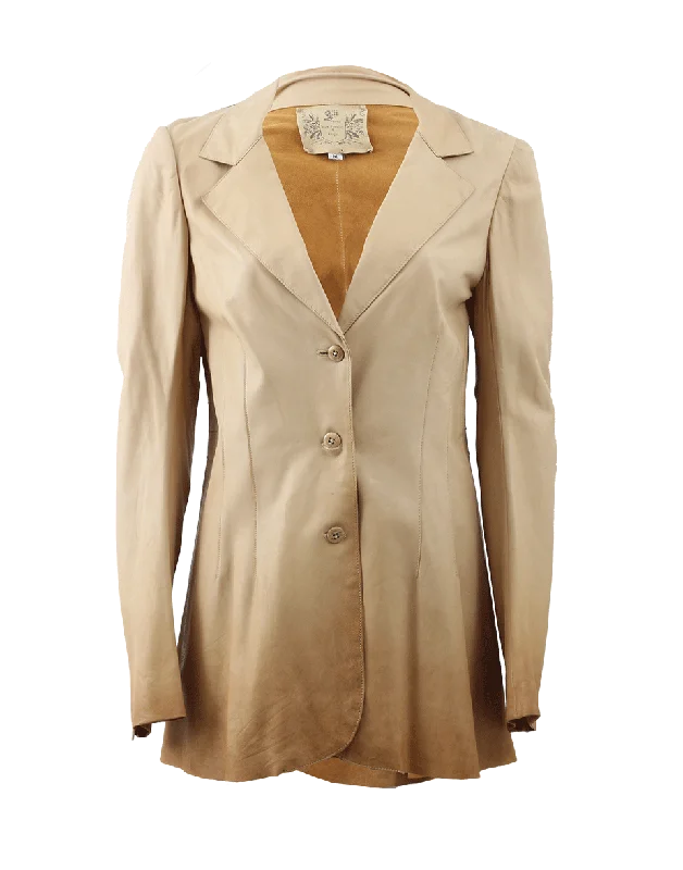 Hurry In Leather Jacket With Gold Hem