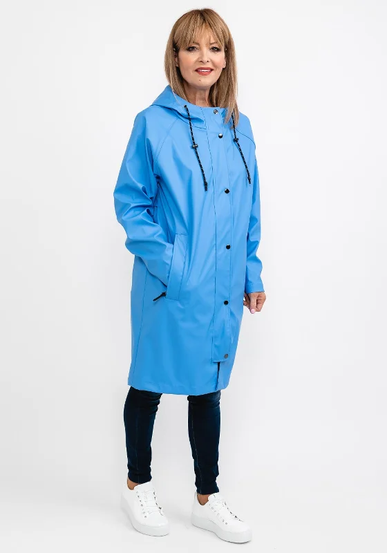 Frandsen Water Resistant Long Raincoat, Azure Blue