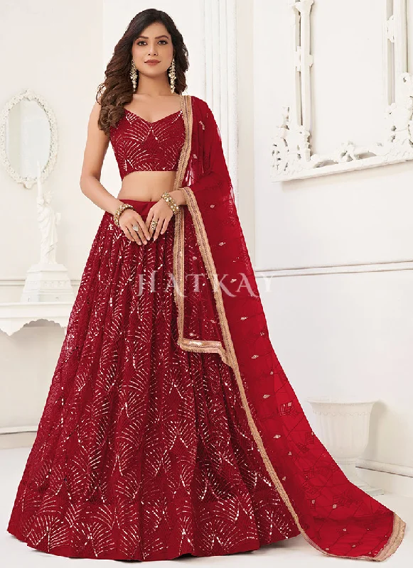 Buy Now Ruby Red Traditional Wedding Lehenga Choli