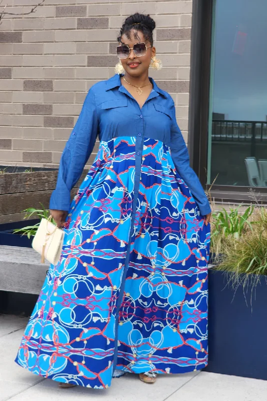 Value Deals AFRICAN QUEEN MAXI DRESS /BLUE