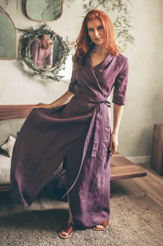 Deal Zone Linen A-Line Dress with Tie Waist