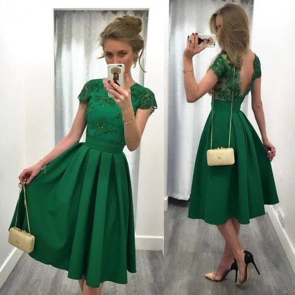 Super Bargain Splicing Solid Color Backless Short Sleeves Dress
