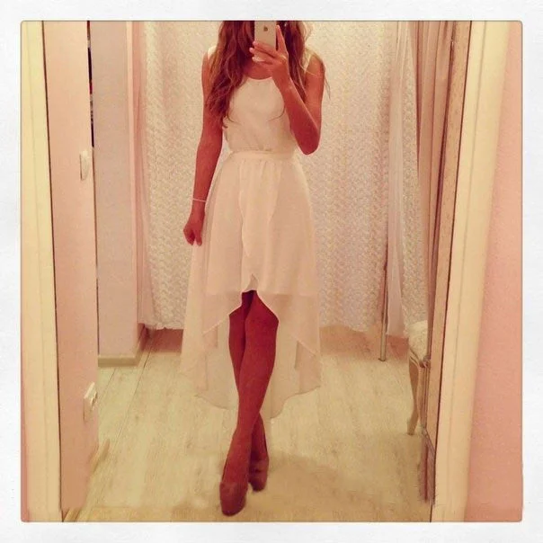 Value Deals Pure Color Sleeveless Scoop Chiffon Irregular Dress