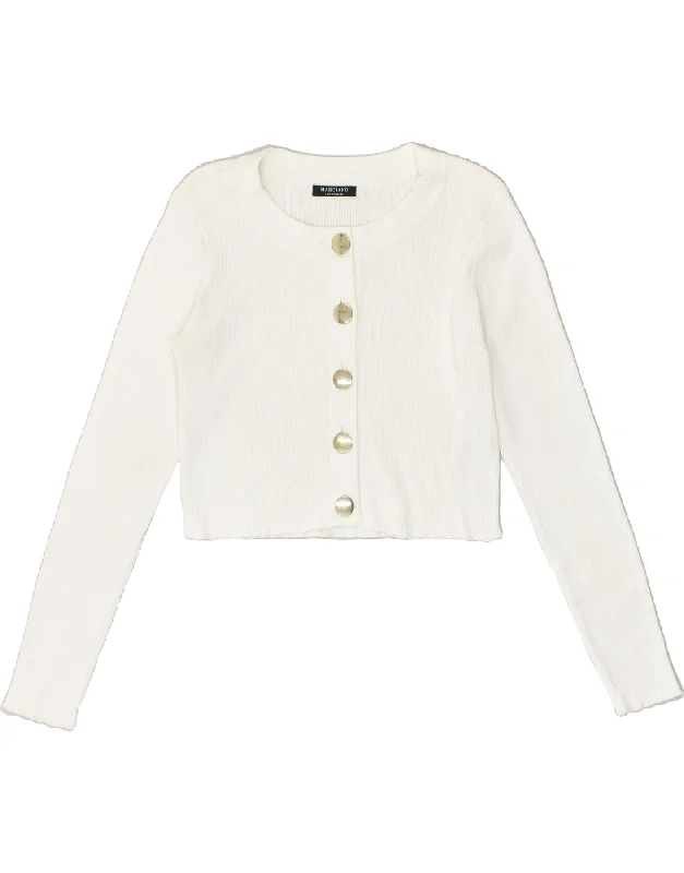 MARCIANO Womens Crop Cardigan Sweater UK 14 Large White Viscose