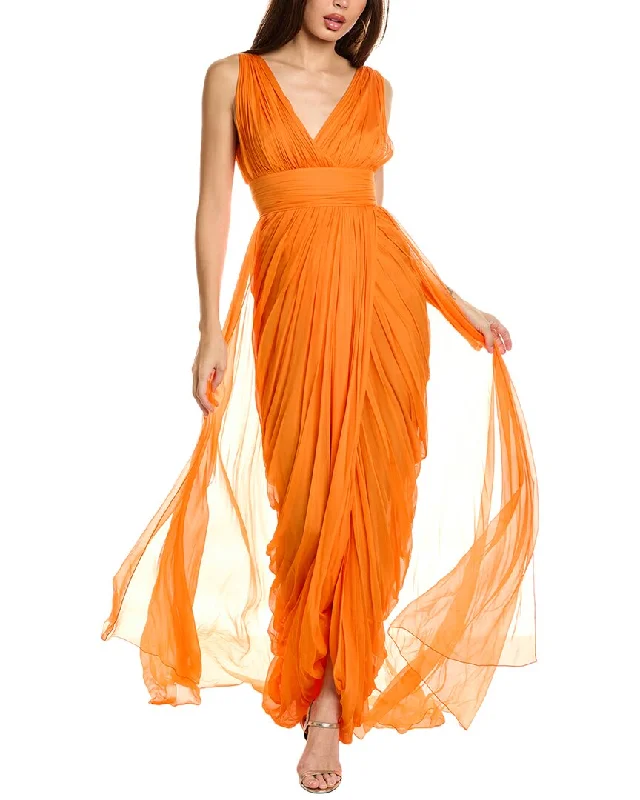 Exclusive Preview Alberta Ferretti Silk Chiffon Gown