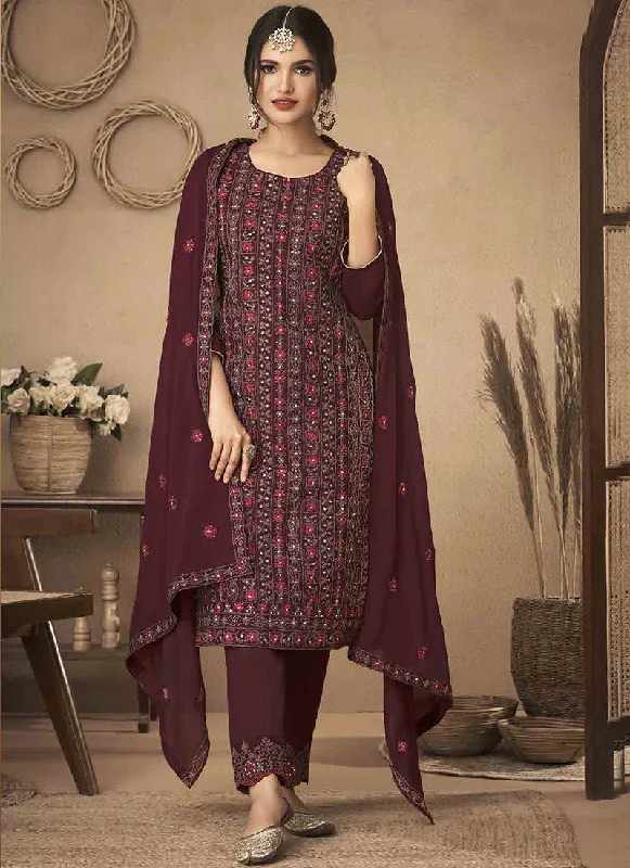 Friends and Family Sale Maroon Embroidery Traditional Salwar Suit