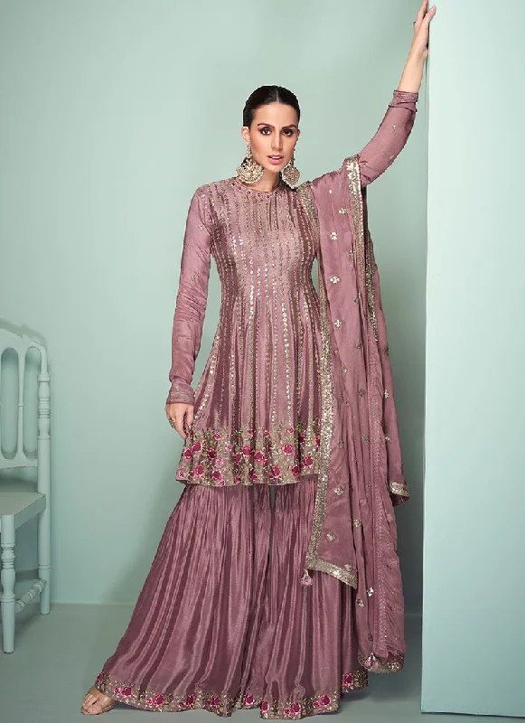 Buy More, Save More Pink Reshamkari Embroidery Gharara Style Suit