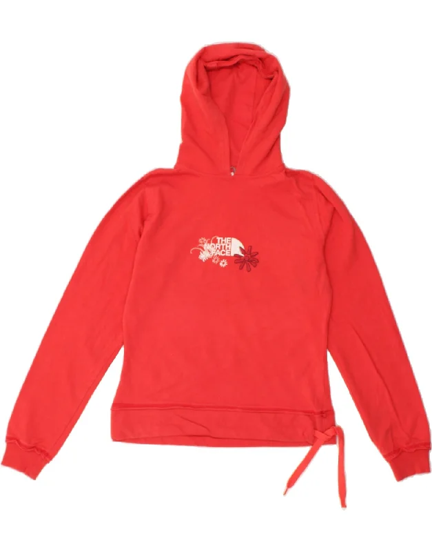 THE NORTH FACE Womens Graphic Hoodie Jumper UK 10 Small Red Cotton