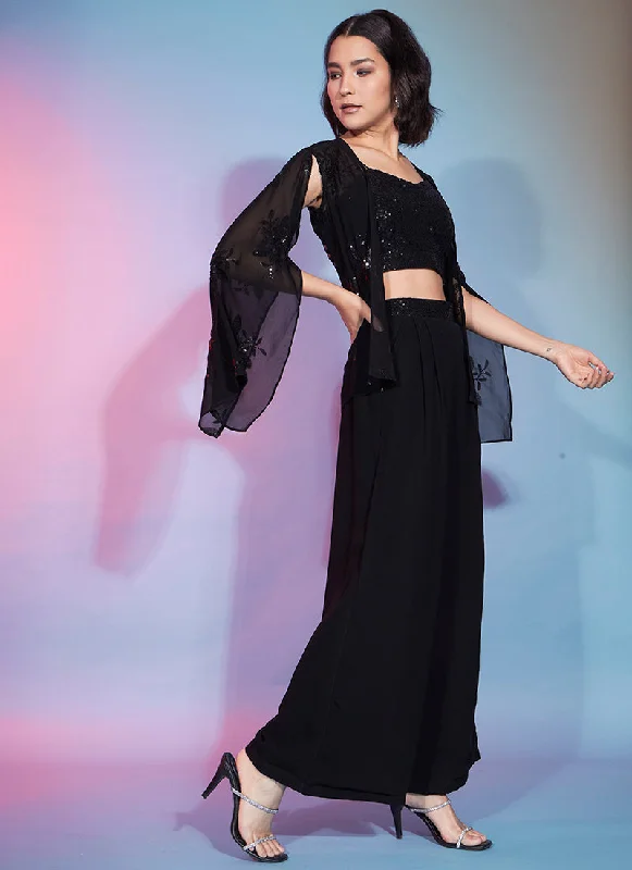 Midnight Madness Black Sequence Embellished Co-Ord Style Pant Suit